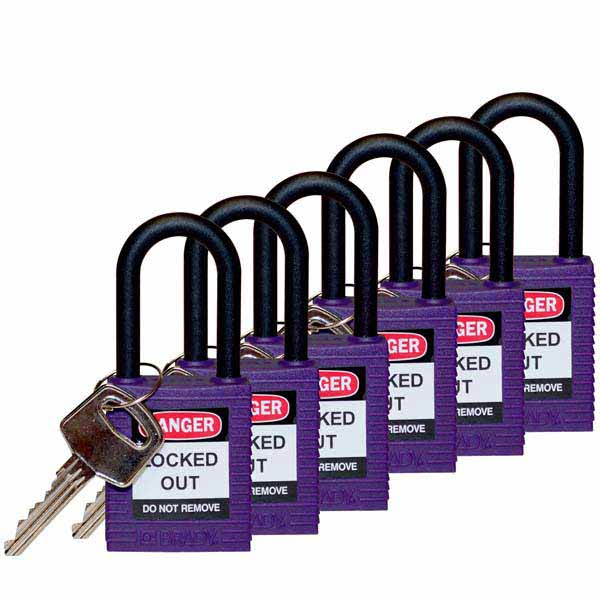 Brady 813640 Safety Padlock Nylon 38mm Purple 6 Pack