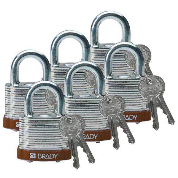 Brady 814092 Steel Padlock 20mm Brown 6 Pack