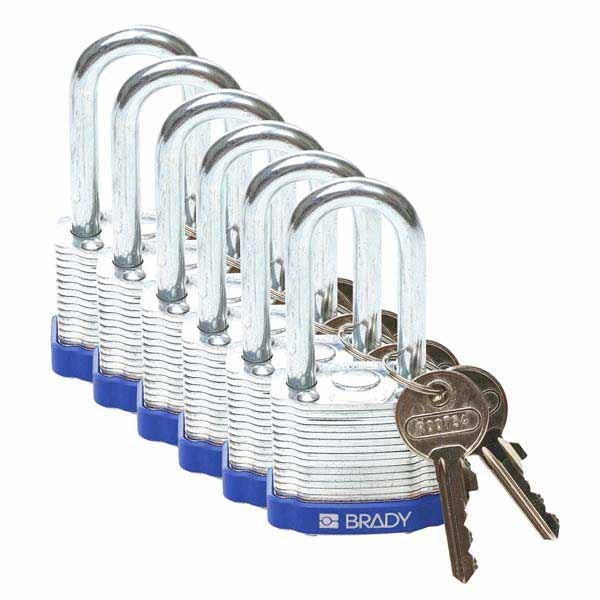 Brady 814095 Steel Padlock 38mm Blue 6 Pack