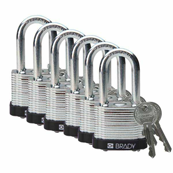 Brady 814096 Steel Padlock 38mm Black 6 Pack