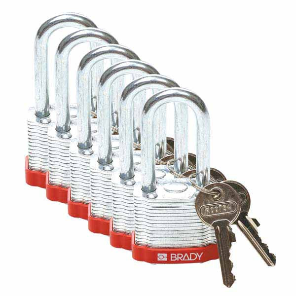 Brady 814097 Steel Padlock 38mm Red 6 Pack