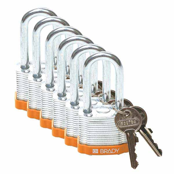 Brady 814100 Steel Padlock 38mm Orange 6 Pack