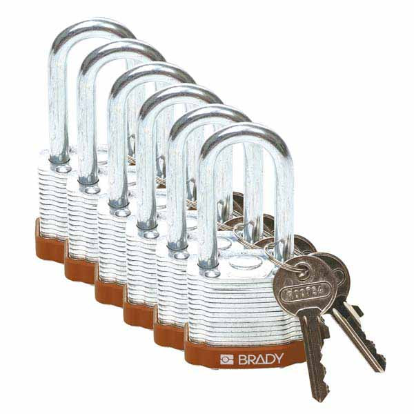 Brady 814101 Steel Padlock 38mm Brown 6 Pack