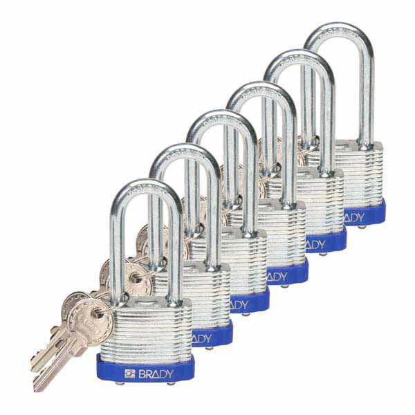 Brady 814104 Steel Padlock 51mm Blue 6 Pack