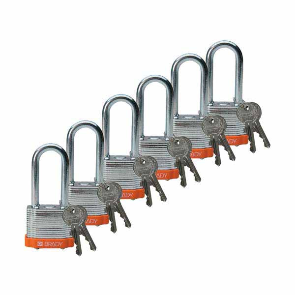 Brady 814109 Steel Padlock 51mm Orange 6 Pack