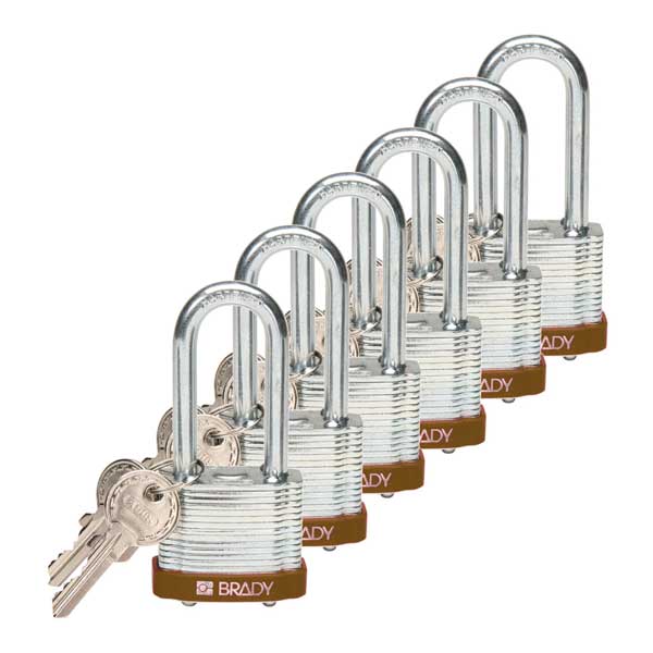 Brady 814110 Steel Padlock 51mm Brown 6 Pack