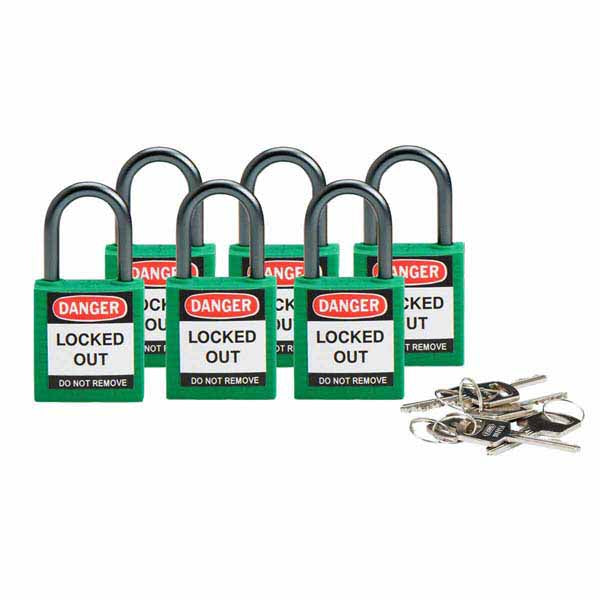 Brady 814118 Compact Safety Padlock 25mm Green 6 Pack
