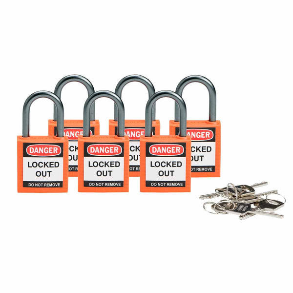 Brady 814119 Compact Safety Padlock 25mm Orange 6 Pack