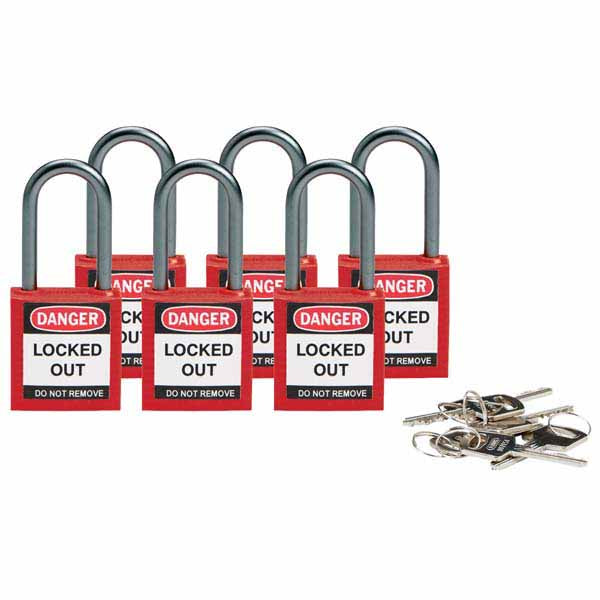 Brady 814126 Compact Safety Padlock 38mm Red 6 Pack