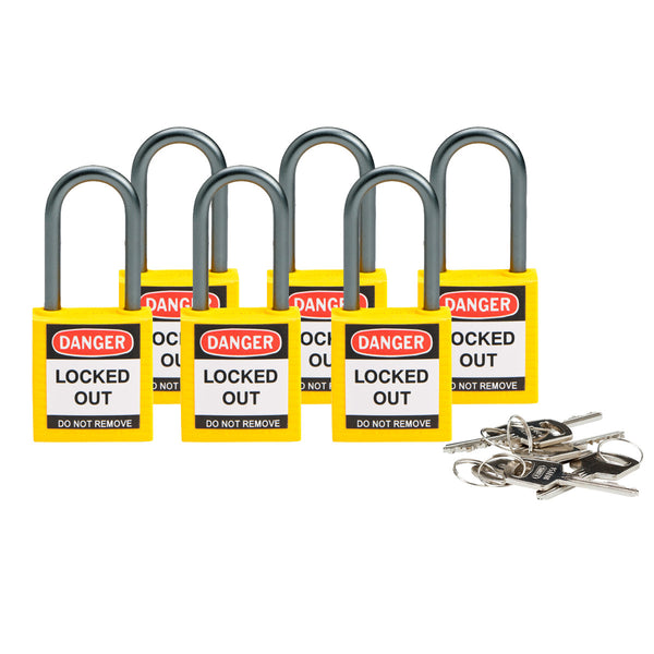 Brady 814127 Compact Safety Padlock 38mm Yellow 6 Pack