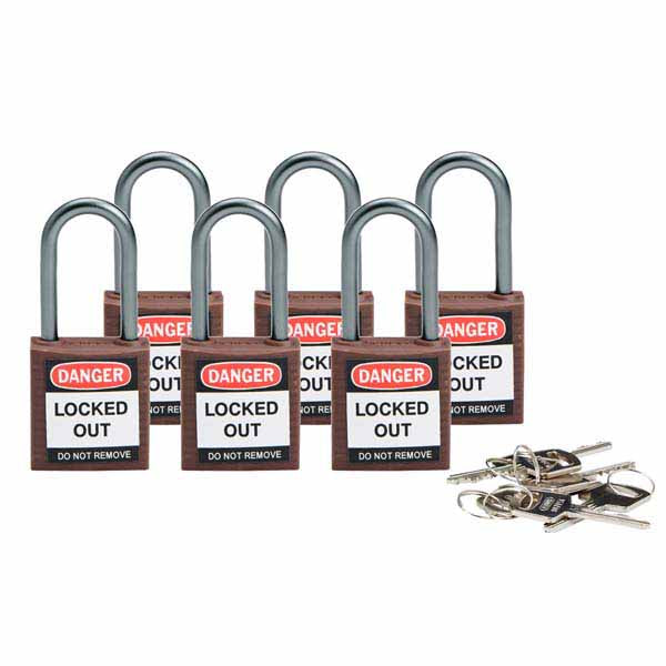 Brady 814130 Compact Safety Padlock 38mm Brown 6 Pack
