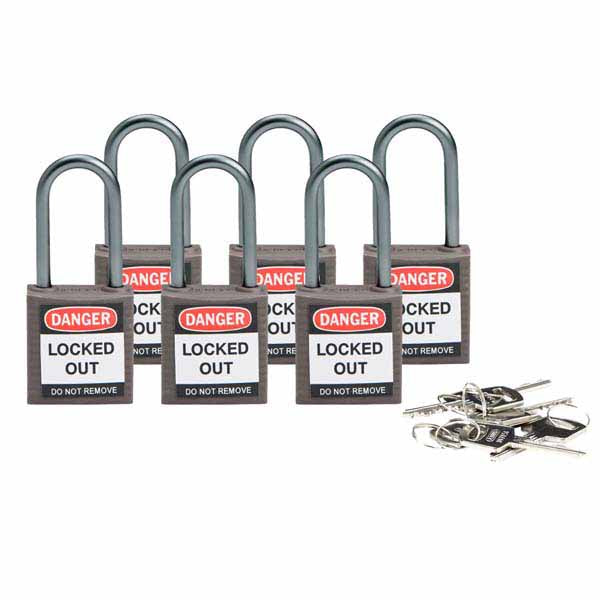 Brady 814133 Compact Safety Padlock 38mm Grey 6 Pack