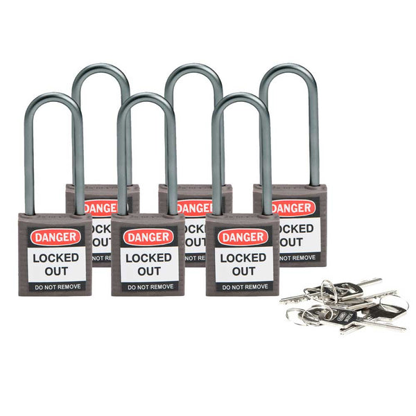 Brady 814143 Compact Safety Padlock 50mm Grey 6 Pack