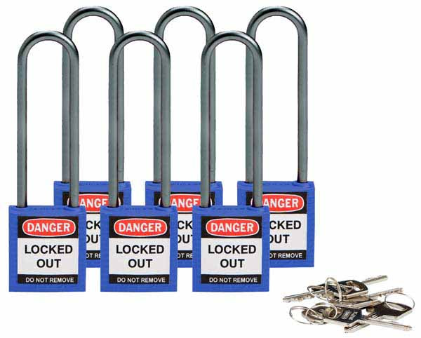 Brady 814144 Compact Safety Padlock 75mm Blue 6 Pack