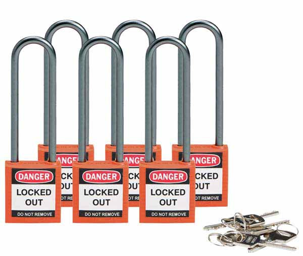 Brady 814149 Compact Safety Padlock 75mm Orange 6 Pack