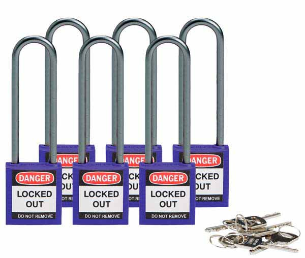 Brady 814151 Compact Safety Padlock 75mm Purple 6 Pack