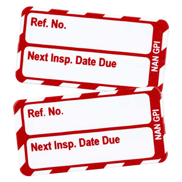 Brady Scafftag Nanotag Inserts Next Inspection Date Due White on Red 18mm x 34mm - NAN-NAN-GPI-RD-20