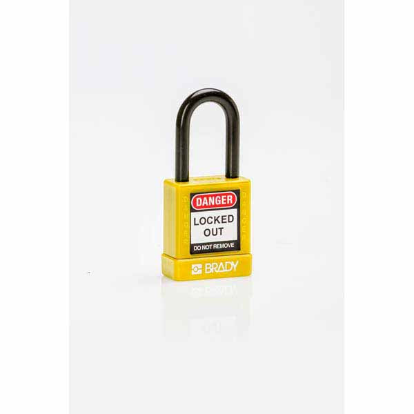 Brady 834471 Safety Security Padlock 38mm Nylon Encased Yellow 6 Pack