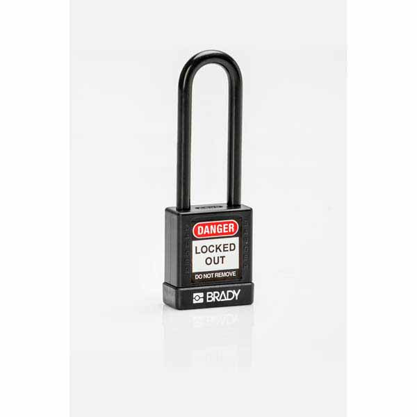 Brady 834475 Safety Security Padlock 75mm Nylon Encased Black 6 Pack