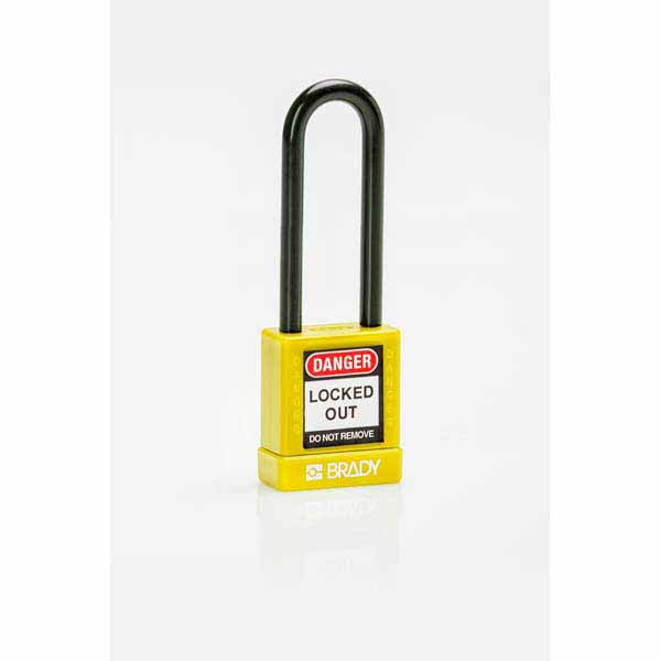 Brady 834477 Safety Security Padlock 75mm Nylon Encased Yellow 6 Pack