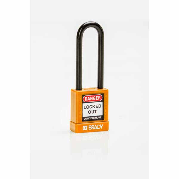 Brady 834479 Safety Security Padlock 75mm Nylon Encased Orange 6 Pack