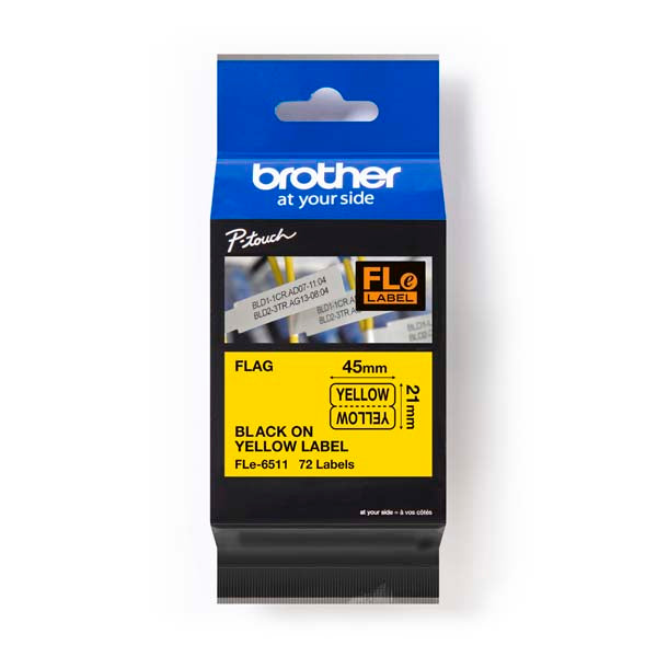 Brother FLe-6511 Flag Tape Black on Yellow