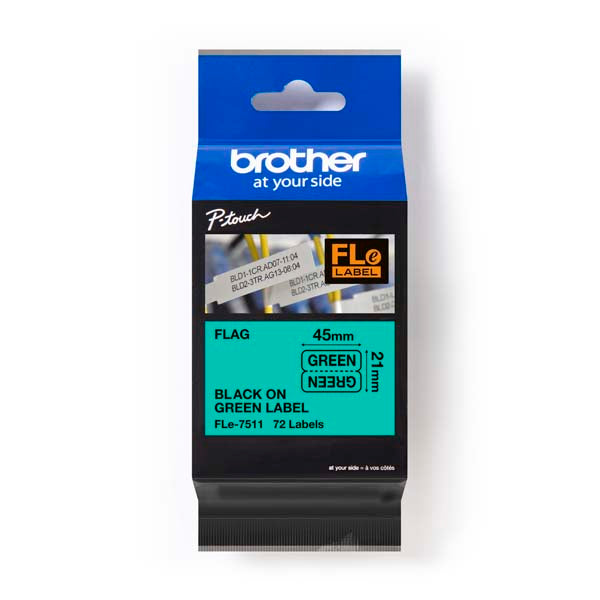 Brother FLe-7511 Flag Tape Black on Green