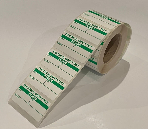 4th Edition 50mm x 25mm (500 roll) PASSED PAT Test Labels