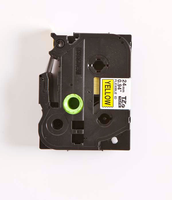 Brother TZ-FX651 - 24mm Black on Yellow Flexi Tape - Labelzone