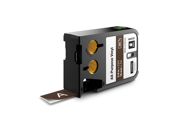 Dymo XTL 1868787 - 19mm All-Purpose Vinyl White on Brown - Labelzone
