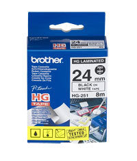 Brother HG-231 - 12mm Black on White Laminated High Grade Tape - Labelzone