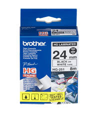 Brother HG-241 - 18mm Black on White Laminated High Grade Tape - Labelzone