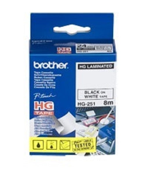 Brother HG-261 - 36mm Black on White Laminated High Grade Tape - Labelzone