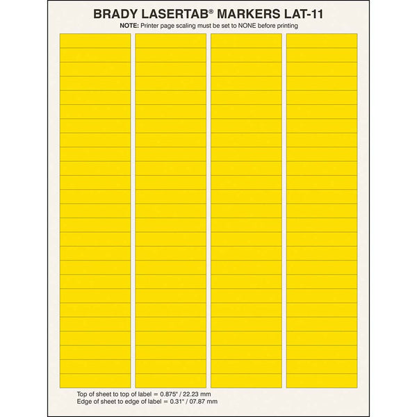 Brady LaserTab Laser Printable Labels 47.63 mm x 9.53 mm - LAT-11-747-5-YL