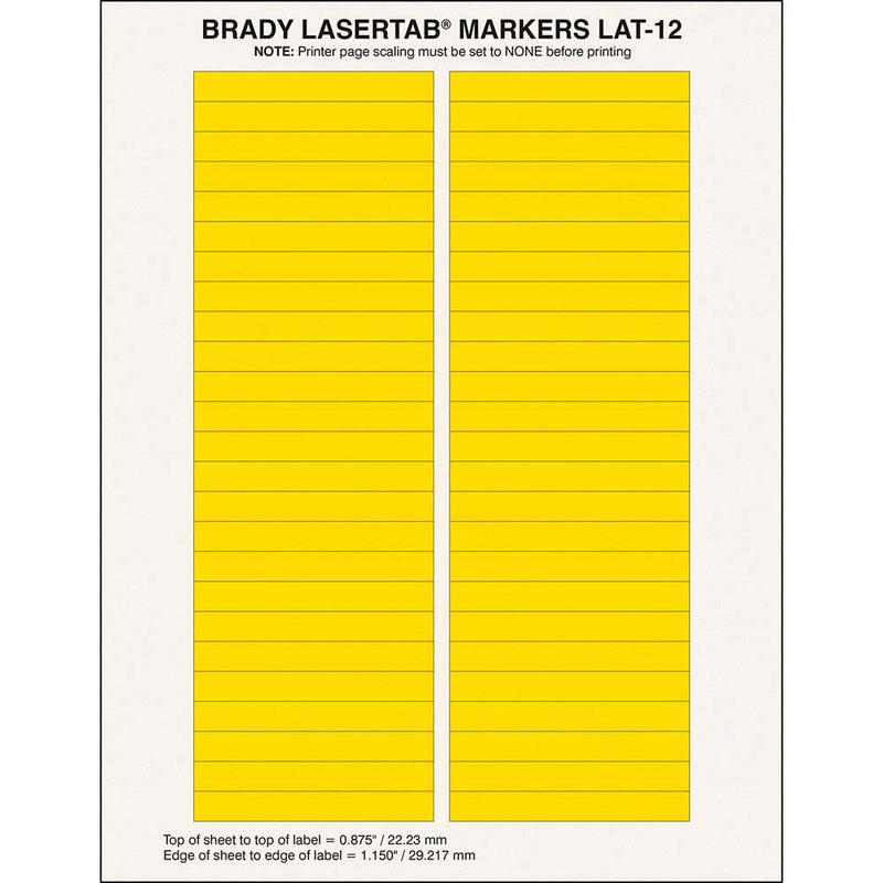 Brady LaserTab Laser Printable Labels 76.20 mm x 9.53 mm - LAT-12-747YL-2.5