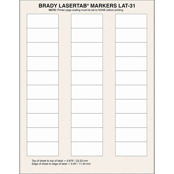 Brady LaserTab Laser Printable Labels 50.80 mm x 22.86 mm - LAT-31-759-1