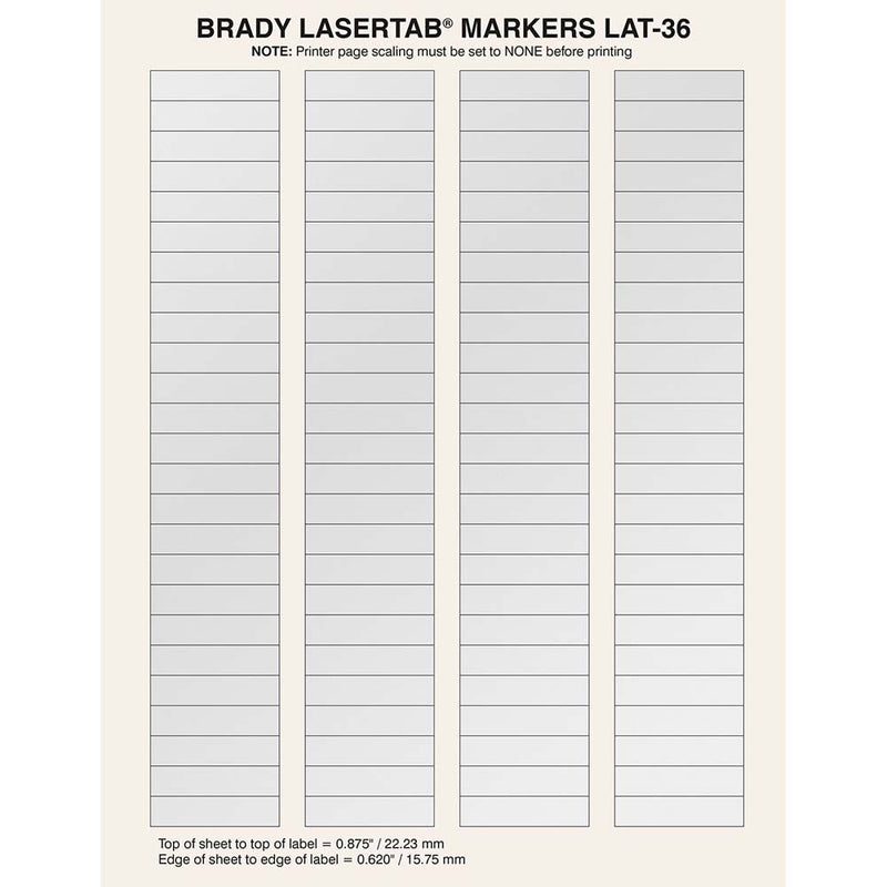 Brady LaserTab Laser Printable Labels 40.64 mm x 9.53 mm - LAT-36-773-1