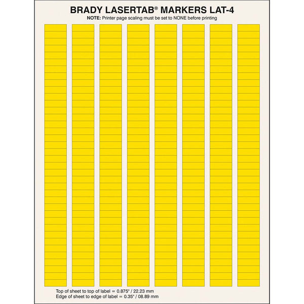 Brady LaserTab Laser Printable Labels 20.32 mm x 6.35 mm - LAT-4-747-10-YL