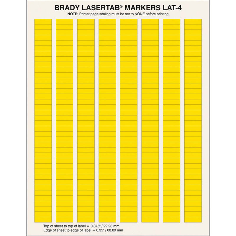 Brady LaserTab Laser Printable Labels 20.32 mm x 6.35 mm - LAT-4-747-10-YL