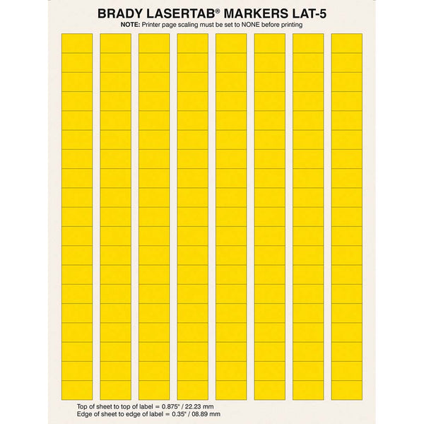 Brady LaserTab Laser Printable Labels 20.32 mm x 12.70 mm - LAT-5-747-10-YL