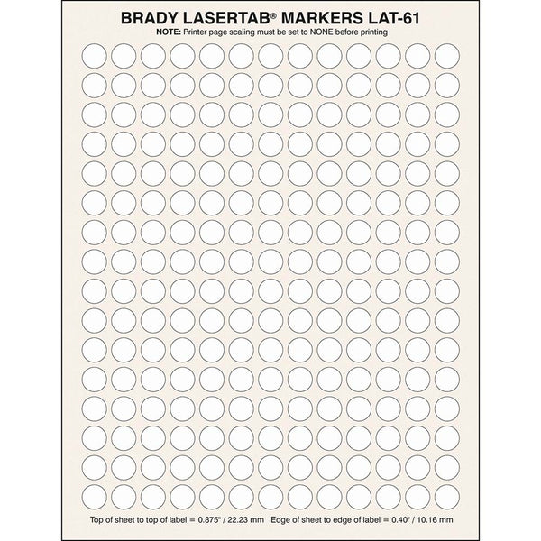 Brady LaserTab Laser Printable Labels - LAT-61-799-2.5