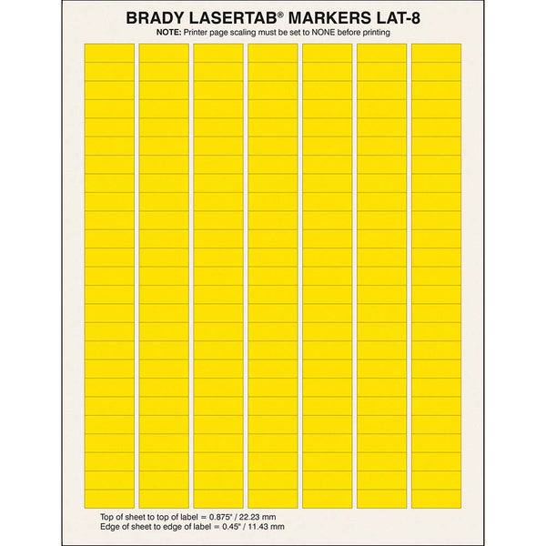 Brady LaserTab Laser Printable Labels 25.40 mm x 9.53 mm - LAT-8-747-10-YL