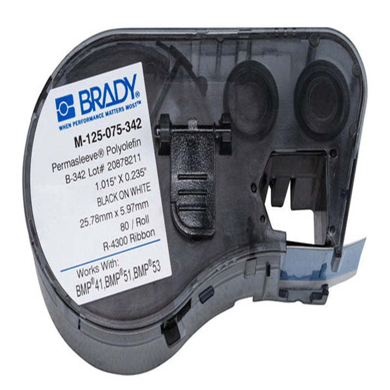 M-125-075-342 Brady Permasleeve Black on White - Labelzone