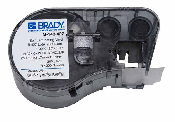 M-143-427 Brady Self-Laminating Vinyl Black on White - Labelzone