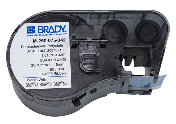 M-250-075-342 Brady Permasleeve Black on White - Labelzone