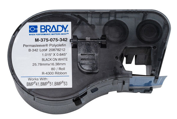 M-375-075-342 Brady Permasleeve Black on White - Labelzone