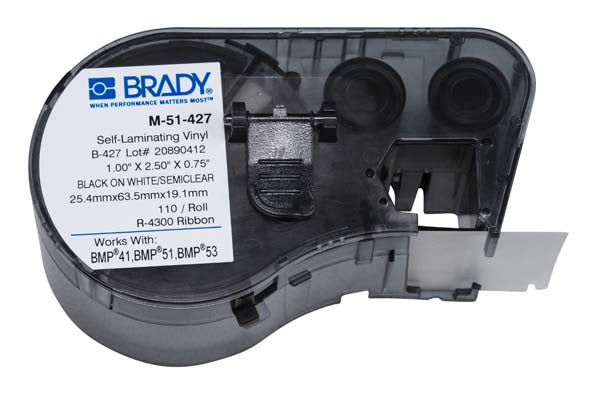 M-51-427 Brady Self-Laminating Vinyl Black on White - Labelzone