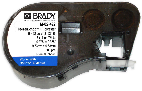 M-82-492 Brady FreezerBondz II Polyester Black on White For BMP51-BMP53 Printers - Labelzone