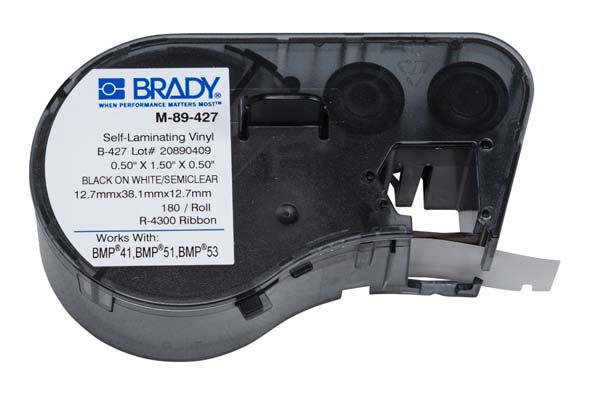 M-89-427 Brady Self-Laminating Vinyl Black on White - Labelzone