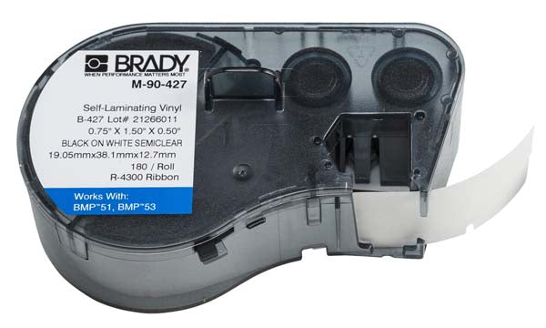 M-90-427 Brady Self-Laminating Vinyl Black on White - Labelzone